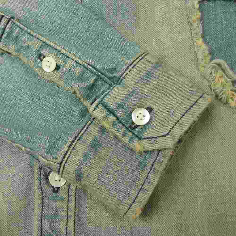 フィルコッド F20S340 Damage Denim Shirts ダメージ加工 長袖 デニムシャツ インディゴブルー系 S【中古】