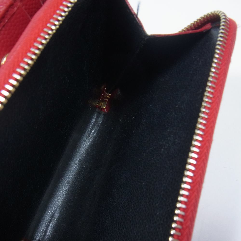 SAINT LAURENT サンローラン 403723 YSL ロゴ キルティング コンパクト ウォレット レッド系【中古】