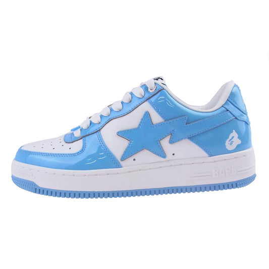 A BATHING APE アベイシングエイプ 0ZX SH M19X002 Bapesta Low ベイプスタ ロー スニーカー Sax サックス ホワイト系 ライトブルー系 26.5㎝【新古品】【未使用】【中古】