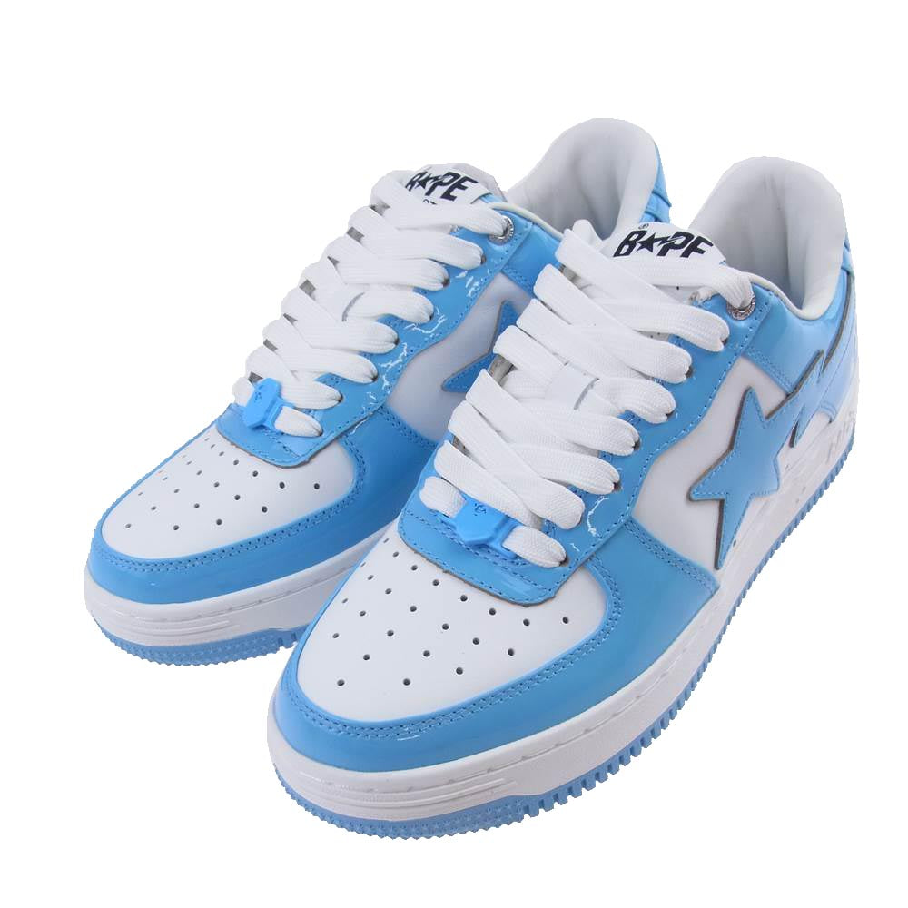 A BATHING APE アベイシングエイプ 0ZX SH M19X002 Bapesta Low ベイプスタ ロー スニーカー Sax サックス ホワイト系 ライトブルー系 26.5㎝【新古品】【未使用】【中古】