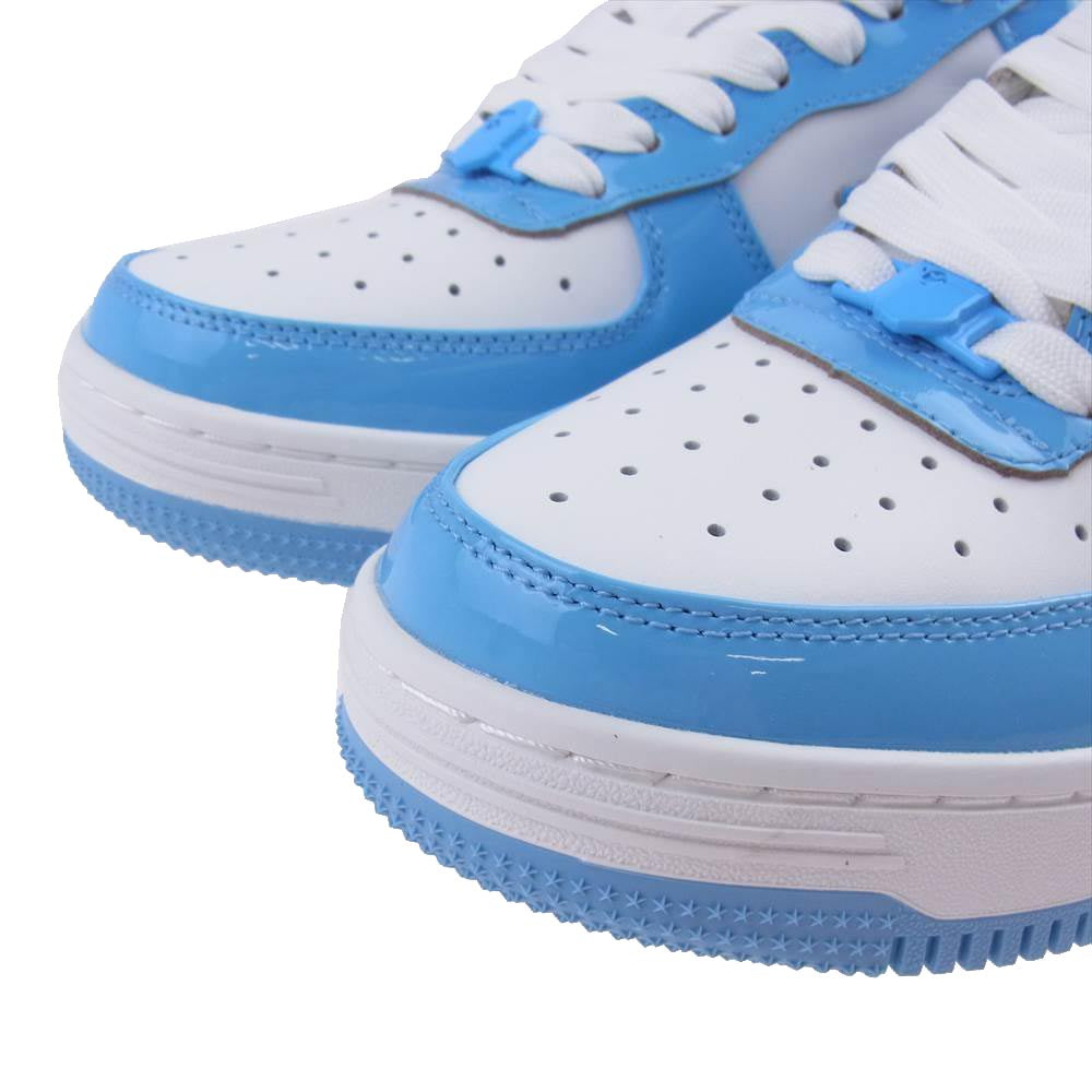 A BATHING APE アベイシングエイプ 0ZX SH M19X002 Bapesta Low ベイプスタ ロー スニーカー Sax サックス ホワイト系 ライトブルー系 26.5㎝【新古品】【未使用】【中古】