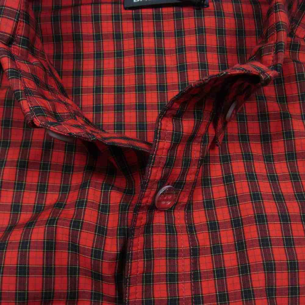 BALENCIAGA バレンシアガ 19SS 556869 オーバーサイズ チェック 半袖 シャツ レッド系 37【極上美品】【中古】