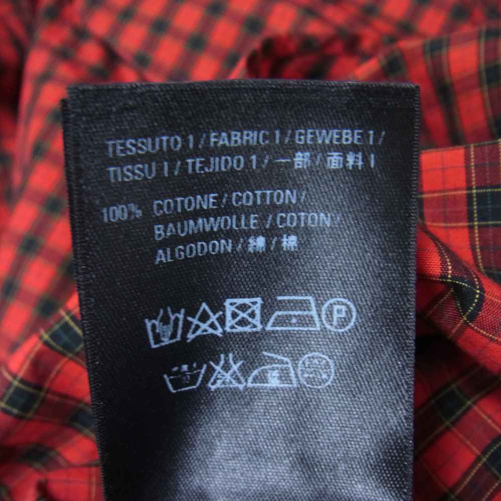 BALENCIAGA バレンシアガ 19SS 556869 オーバーサイズ チェック 半袖 シャツ レッド系 37【極上美品】【中古】