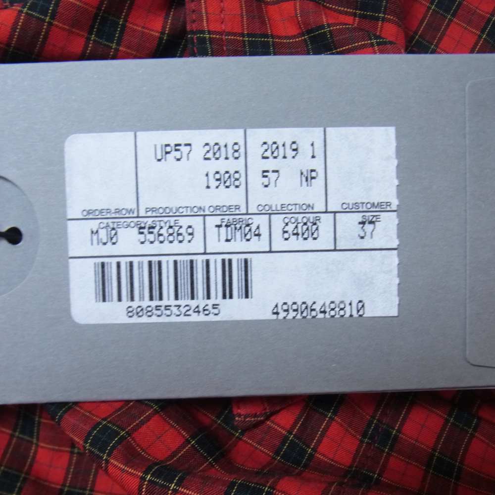 BALENCIAGA バレンシアガ 19SS 556869 オーバーサイズ チェック 半袖 シャツ レッド系 37【極上美品】【中古】