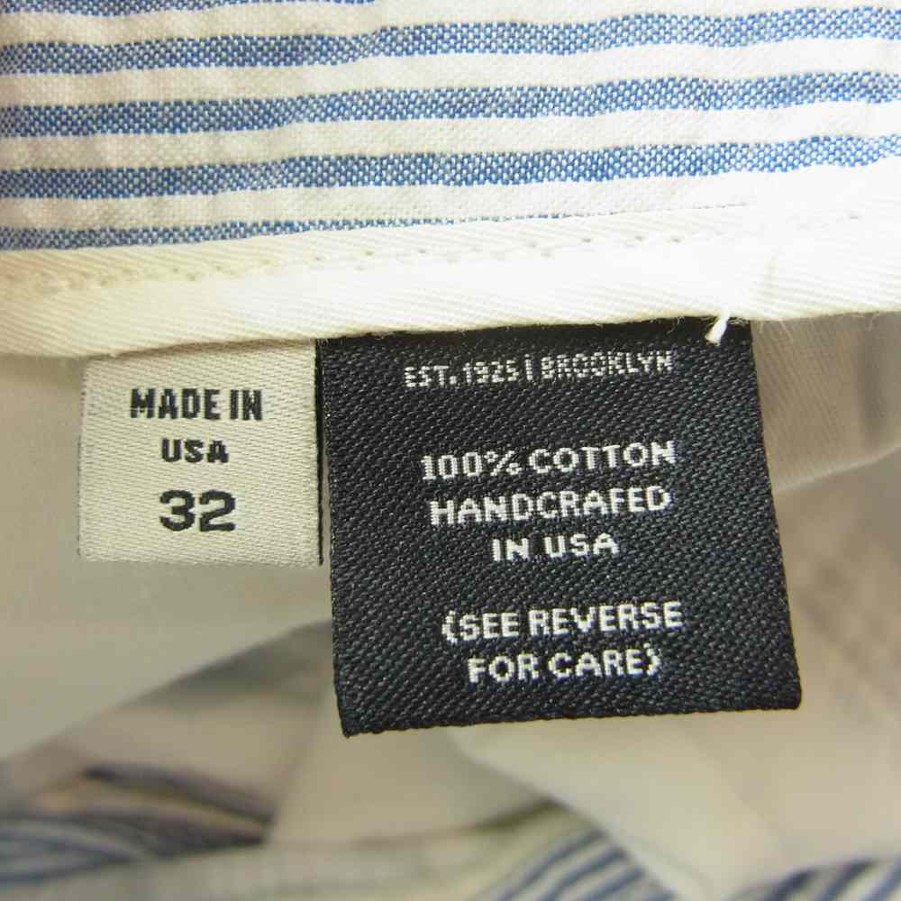 ブラックベアブランド  実名復刻 シアサッカー ストラップ スラックス パンツ ホワイト系 ブルー系 32【中古】