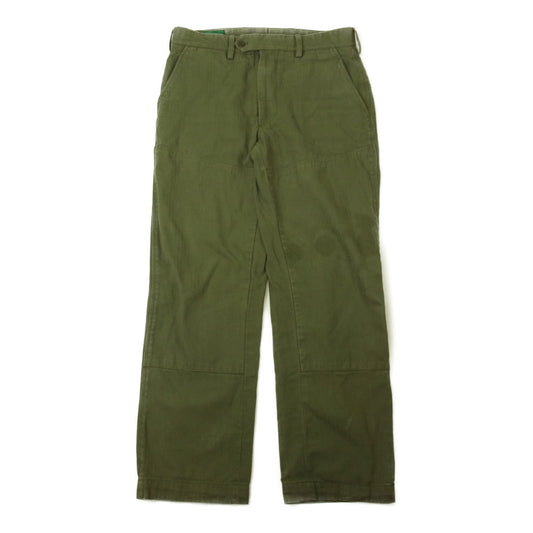 ブラックベアブランド 実名復刻 ヘリンボーン ダブルニー パンツ カーキ系 32【中古】