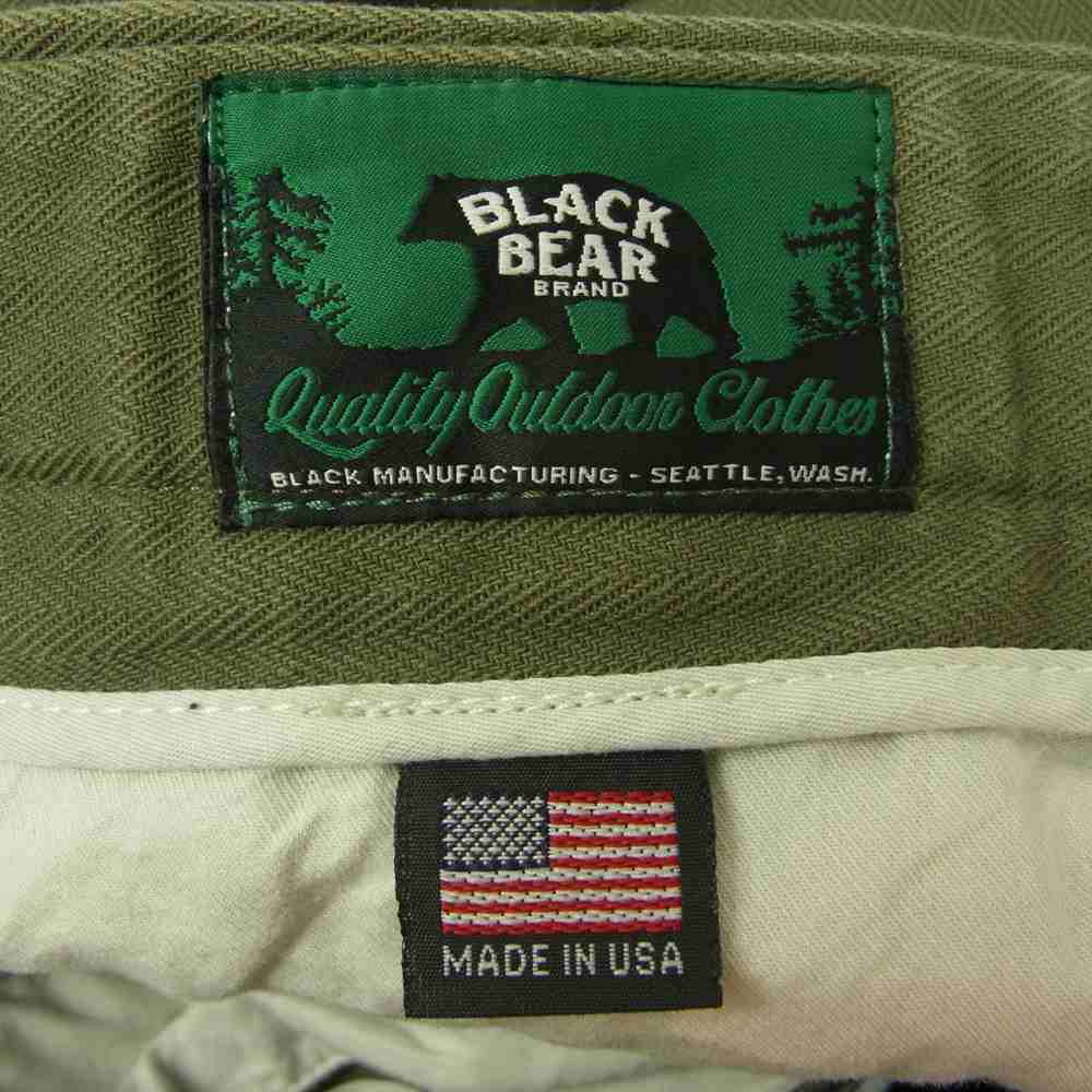 ブラックベアブランド 実名復刻 ヘリンボーン ダブルニー パンツ カーキ系 32【中古】