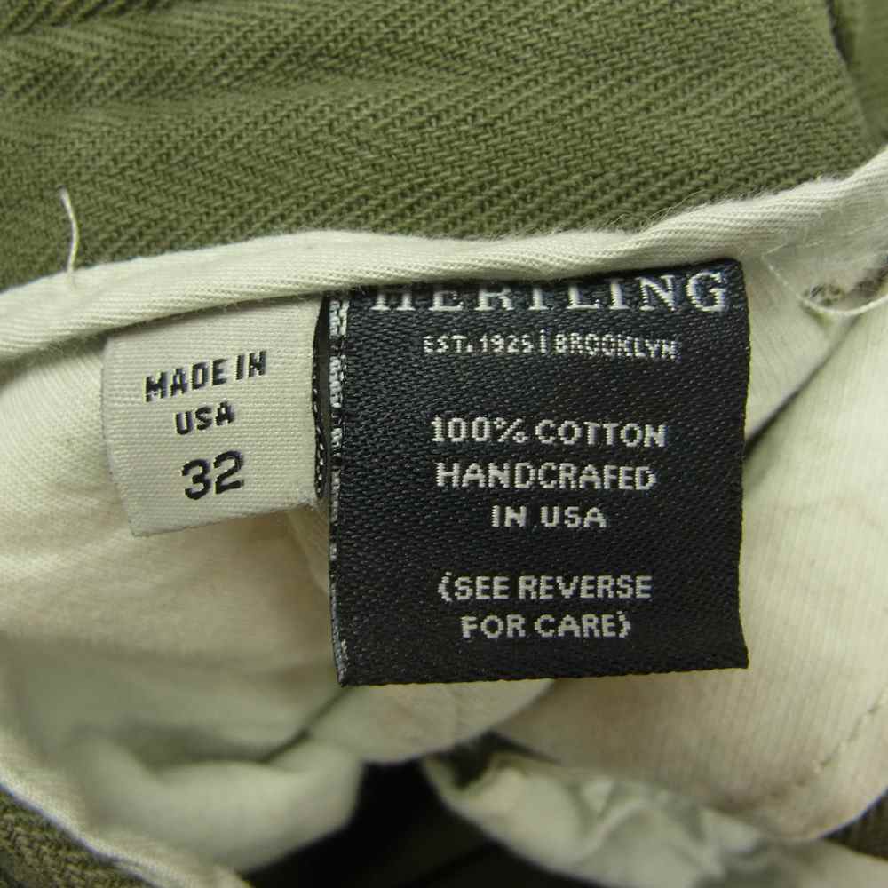 ブラックベアブランド 実名復刻 ヘリンボーン ダブルニー パンツ カーキ系 32【中古】