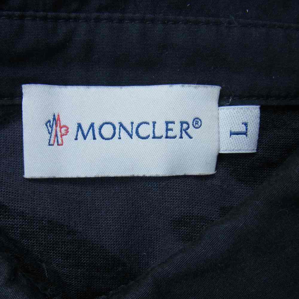 MONCLER モンクレール ハイビスカス 総柄 ポロ シャツ ブラック系 L【中古】