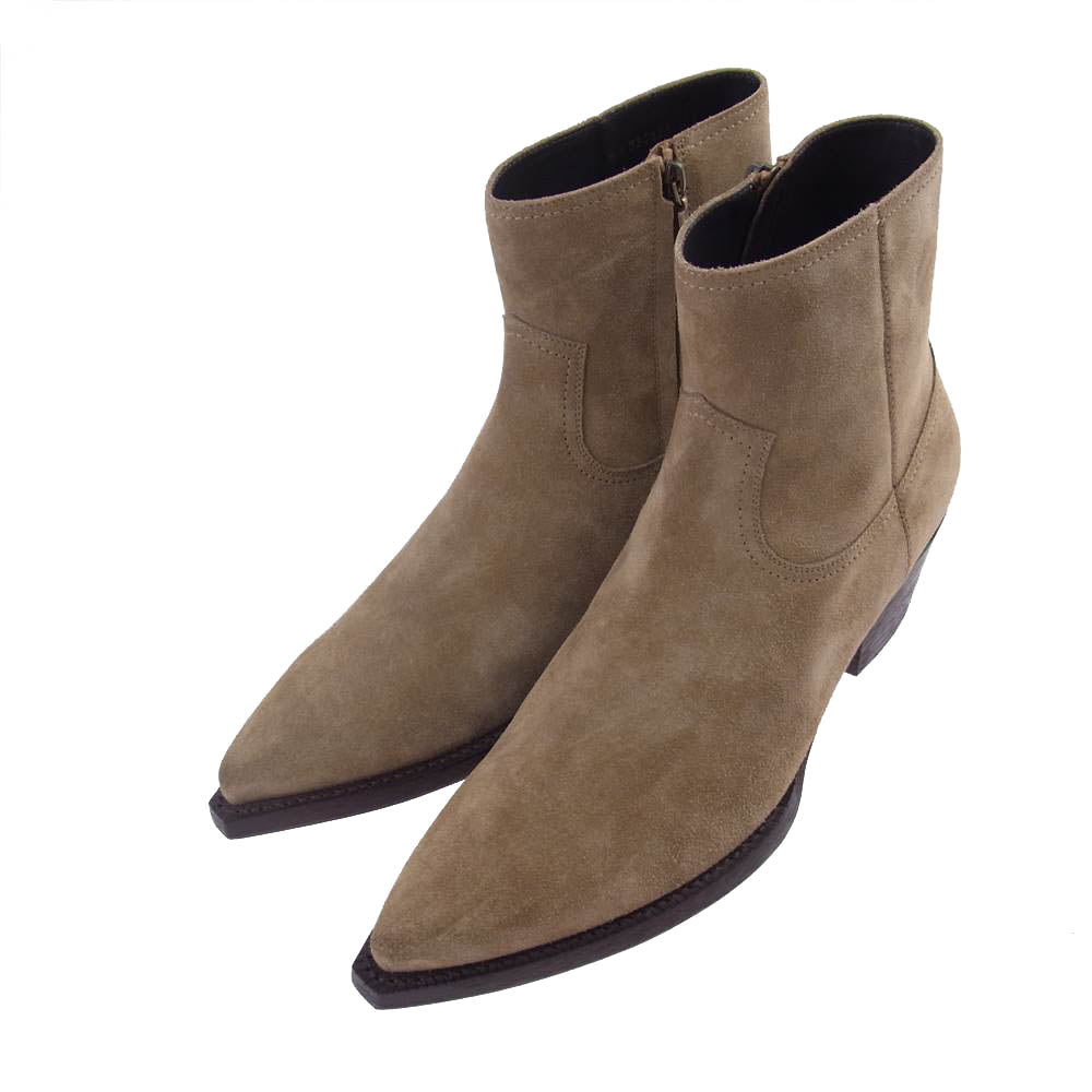 SAINT LAURENT サンローラン 530825 ルーカス サイドジップ スエード ブーツ ベージュ系 46【極上美品】【中古】