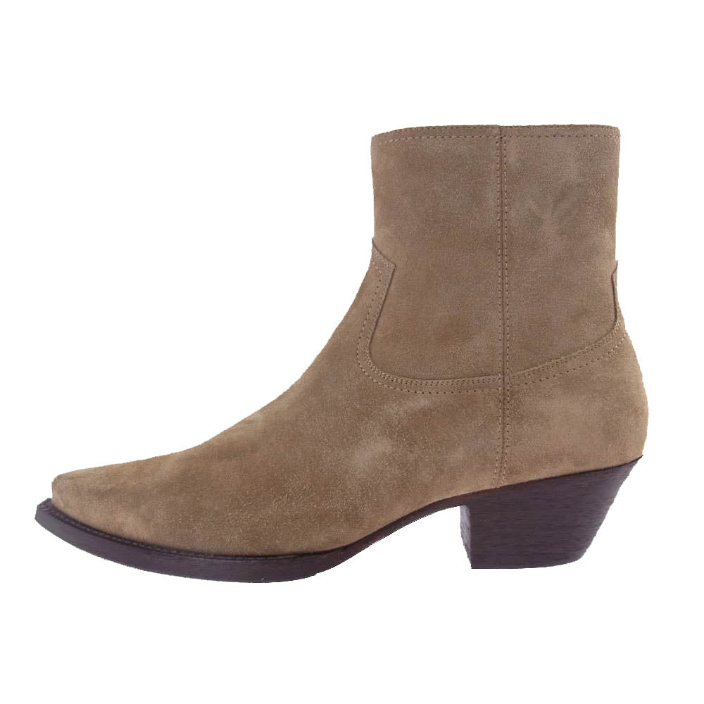 SAINT LAURENT サンローラン 530825 ルーカス サイドジップ スエード ブーツ ベージュ系 46【極上美品】【中古】