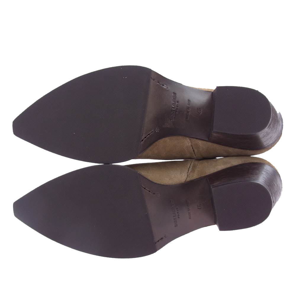 SAINT LAURENT サンローラン 530825 ルーカス サイドジップ スエード ブーツ ベージュ系 46【極上美品】【中古】