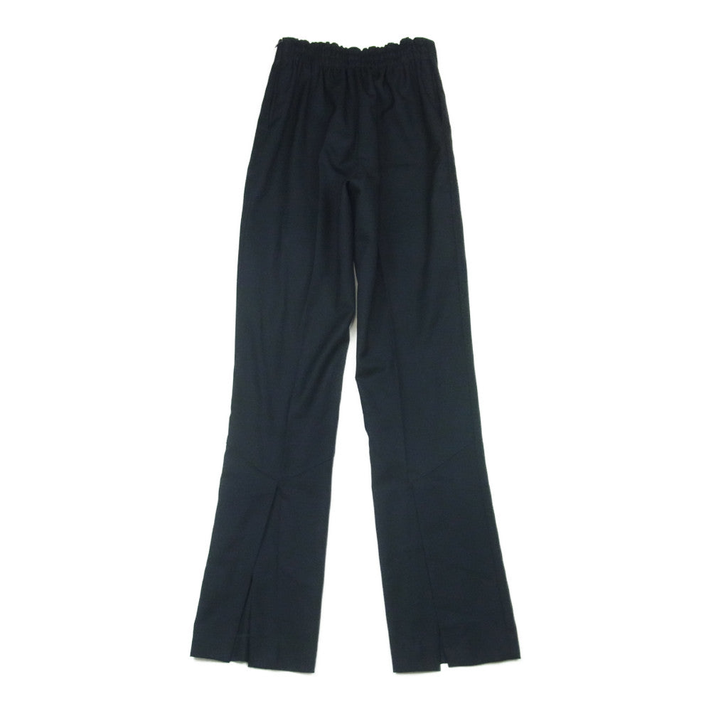 HYKE ハイク 182-13140 カシミヤ混 ハイウエスト バックスリット サイドジップ スラックス パンツ ダークネイビー系 1【中古】