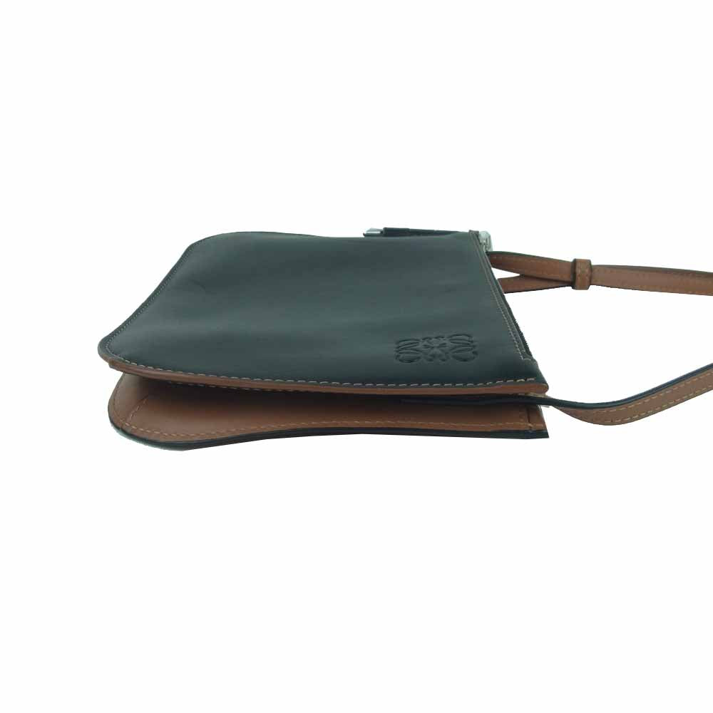 LOEWE ロエベ Gate Double Zip Pouch ゲート ダブル ジップ ポーチ レザー ショルダー バッグ ブラック系 ブラウン系【中古】