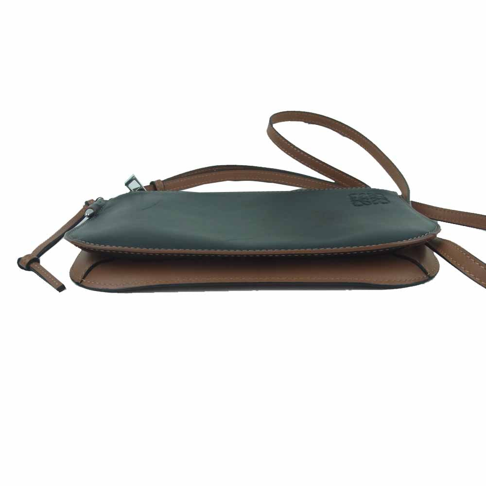 LOEWE ロエベ Gate Double Zip Pouch ゲート ダブル ジップ ポーチ レザー ショルダー バッグ ブラック系 ブラウン系【中古】