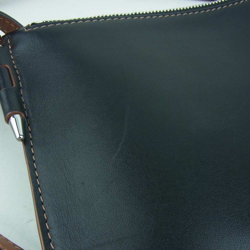 LOEWE ロエベ Gate Double Zip Pouch ゲート ダブル ジップ ポーチ レザー ショルダー バッグ ブラック系 ブラウン系【中古】