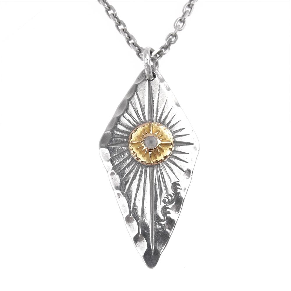 ARIZONA FREEDOM アリゾナフリーダム K18太陽神付き 唐草刻印 ペンダントトップ 小豆チェーン ネックレス シルバー系【中古】