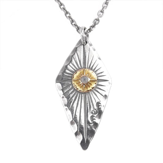 ARIZONA FREEDOM アリゾナフリーダム K18太陽神付き 唐草刻印 ペンダントトップ 小豆チェーン ネックレス シルバー系【中古】