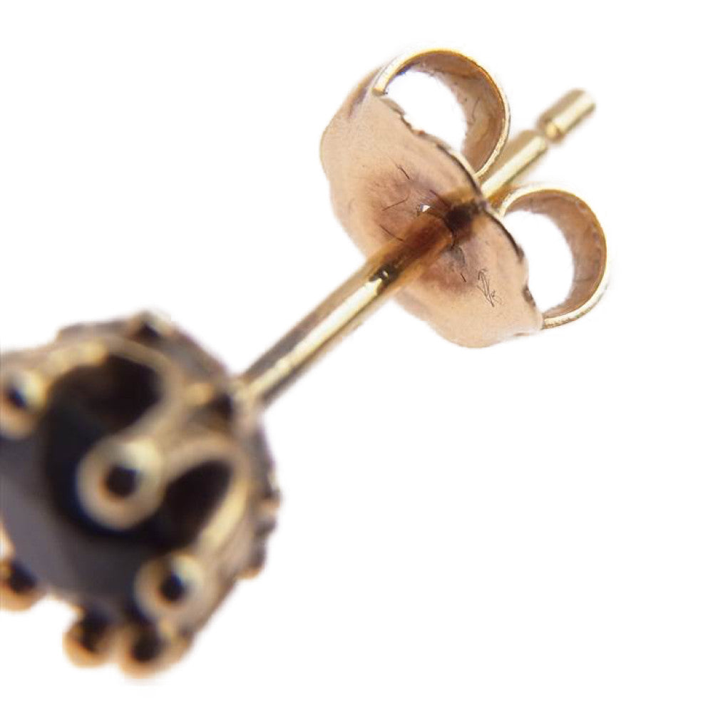 ROYAL ORDER ロイヤルオーダー GE144-0 P&T販売証明書付属 10K TINY CROWN STONE STUDS ONYX タイニークラウン オニキス ピアス ゴールド系【中古】
