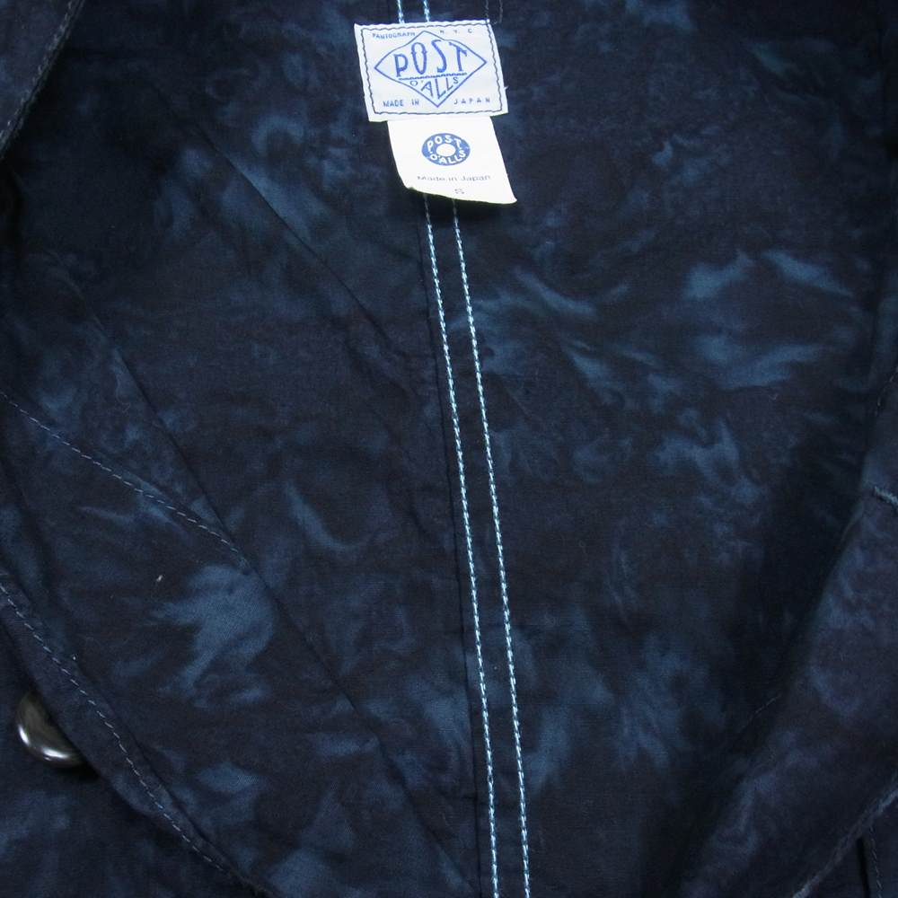 POST OVERALLS ポストオーバーオールズ 1109R Liquid Batik リキッドバティック タイダイ バナナカラー ジャケット ブラック系 S【美品】【中古】