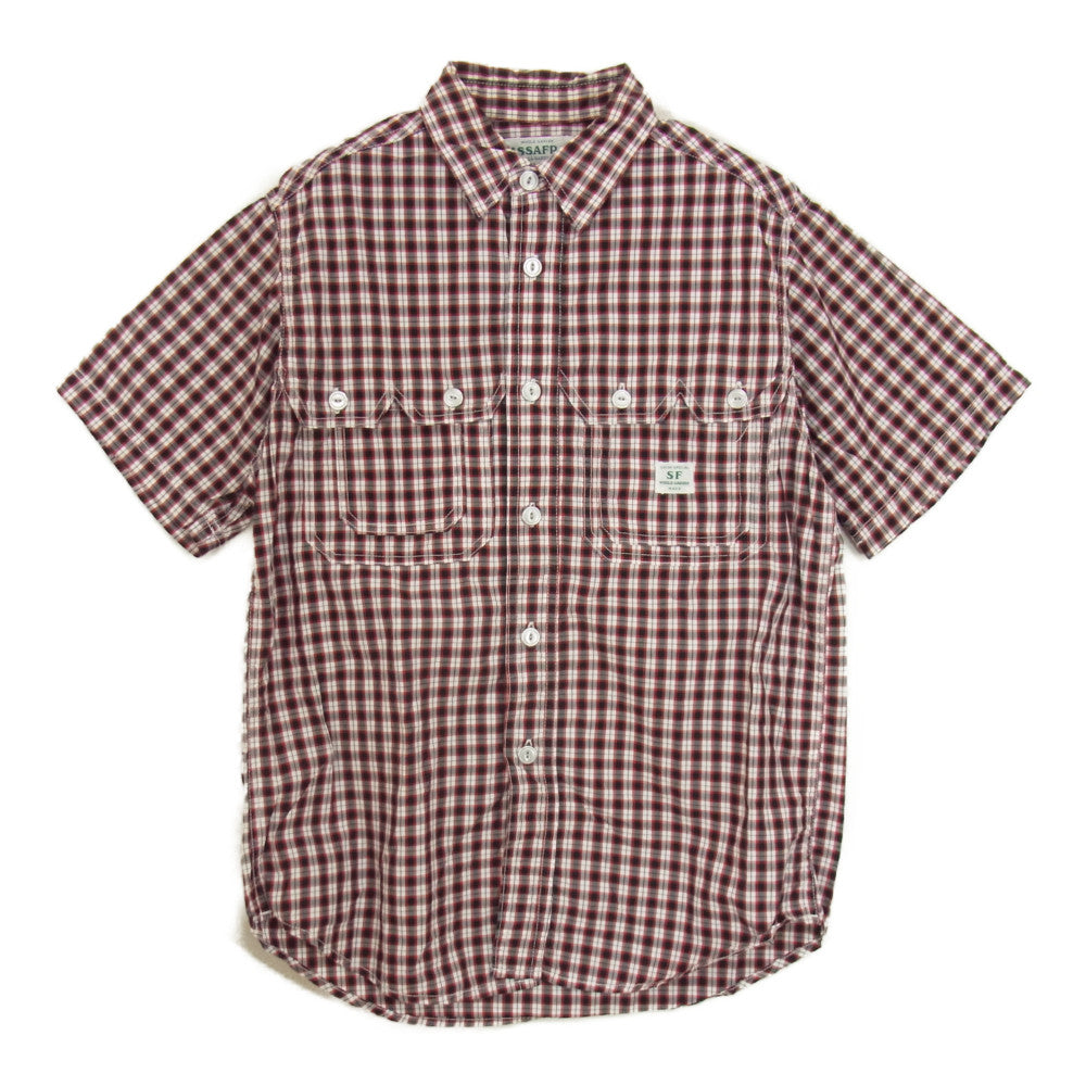 SASAFRAS ササフラス Weeds Digger Shirt 1/2 ウィーズ ディガー チェック 半袖 シャツ レッド系 S【中古】