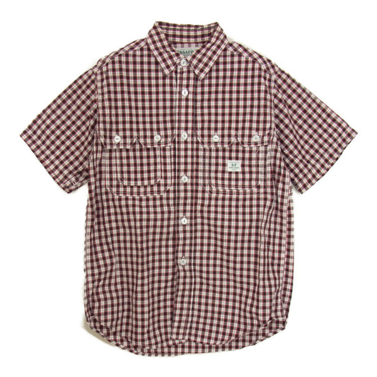 SASAFRAS ササフラス Weeds Digger Shirt 1/2 ウィーズ ディガー チェック 半袖 シャツ レッド系 S【中古】