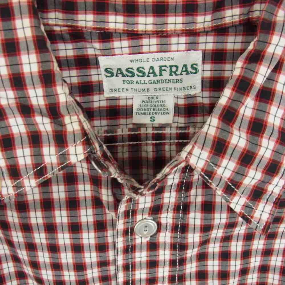 SASAFRAS ササフラス Weeds Digger Shirt 1/2 ウィーズ ディガー チェック 半袖 シャツ レッド系 S【中古】