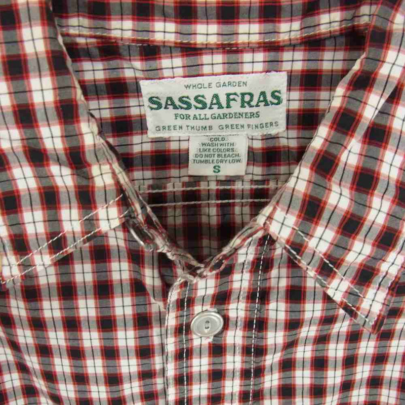 SASAFRAS ササフラス Weeds Digger Shirt 1/2 ウィーズ ディガー チェック 半袖 シャツ レッド系 S【中古】