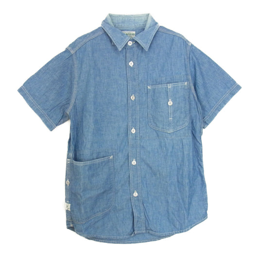 SASAFRAS ササフラス コットン シャンブレ― シャツ 半袖 ブルー系 S【中古】