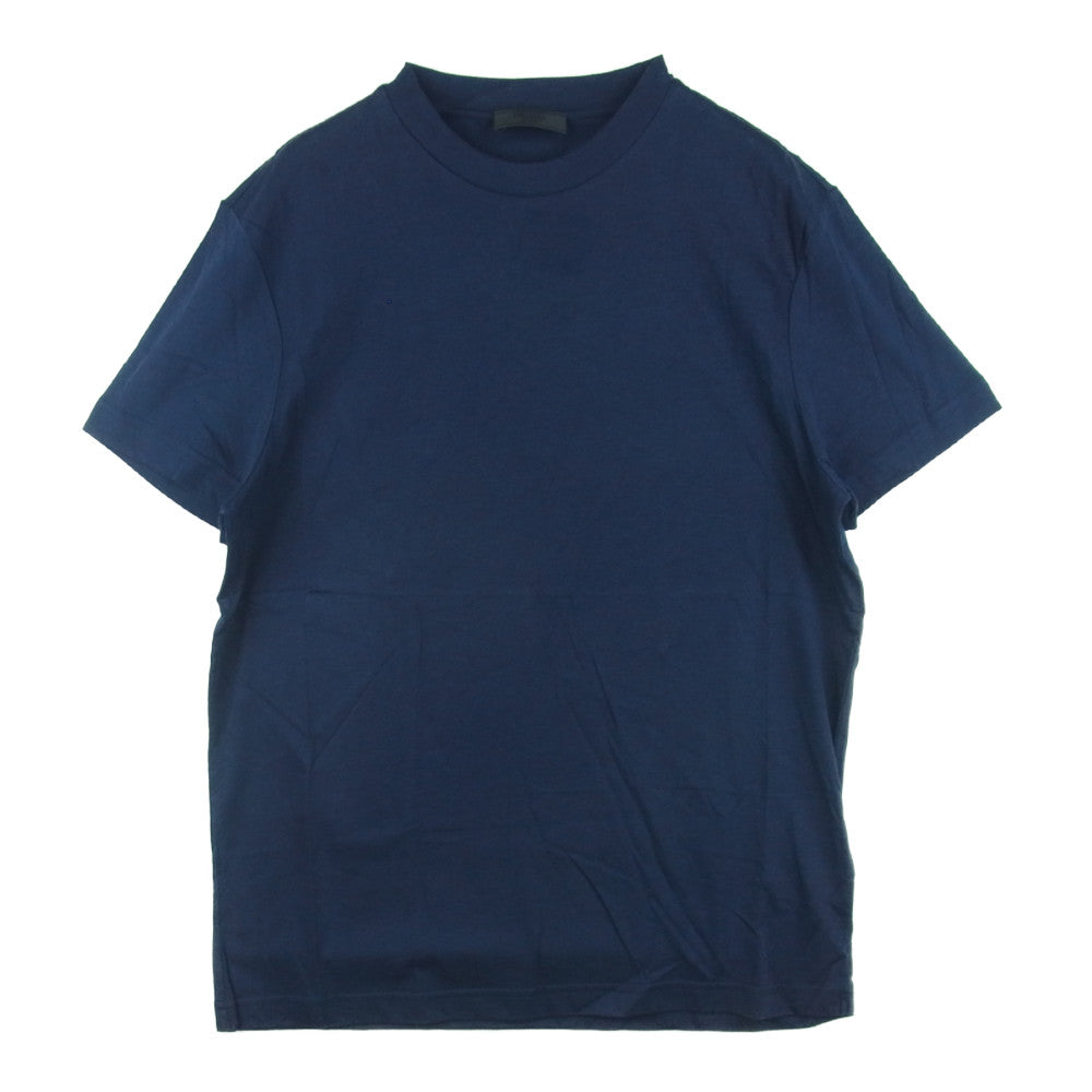 PRADA プラダ UJM492 S181 ILK 国内正規品 三角プレート パッチ クルーネック 半袖 Tシャツ カットソー ダークネイビー系 M【中古】