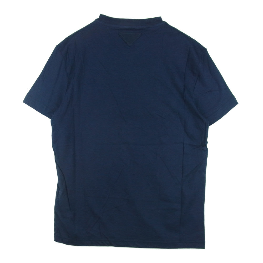 PRADA プラダ UJM492 S181 ILK 国内正規品 三角プレート パッチ クルーネック 半袖 Tシャツ カットソー ダークネイビー系 M【中古】