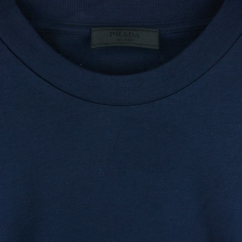 PRADA プラダ UJM492 S181 ILK 国内正規品 三角プレート パッチ クルーネック 半袖 Tシャツ カットソー ダークネイビー系 M【中古】