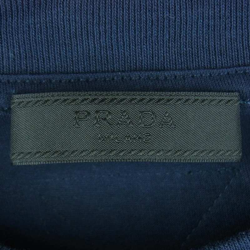 PRADA プラダ UJM492 S181 ILK 国内正規品 三角プレート パッチ クルーネック 半袖 Tシャツ カットソー ダークネイビー系 M【中古】
