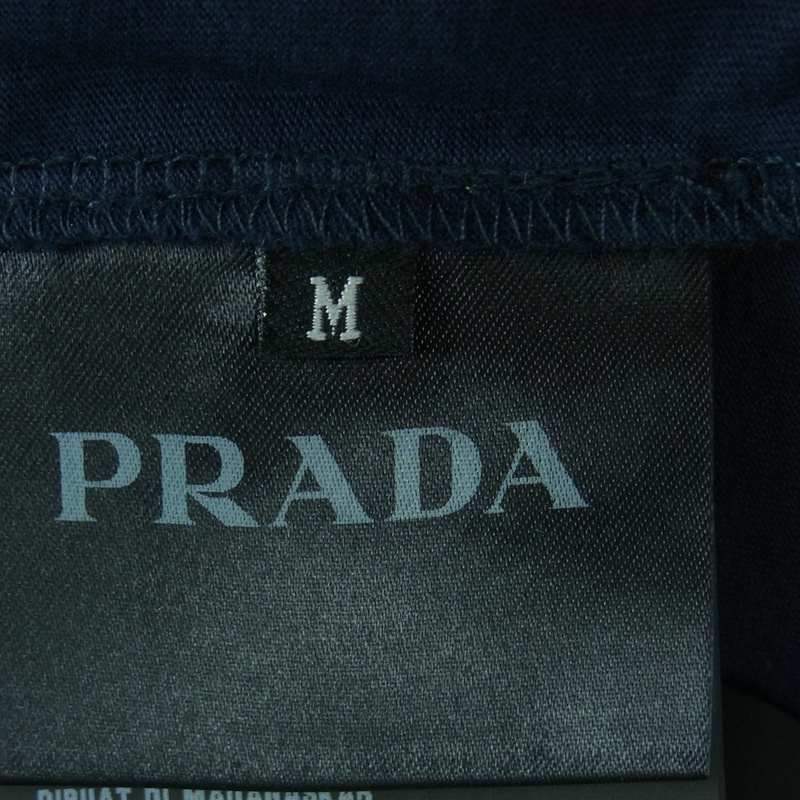 PRADA プラダ UJM492 S181 ILK 国内正規品 三角プレート パッチ クルーネック 半袖 Tシャツ カットソー ダークネイビー系 M【中古】
