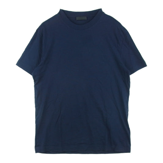 PRADA プラダ UJM492 S181 ILK 国内正規品 三角プレート パッチ クルーネック 半袖 Tシャツ カットソー ダークネイビー系 M【中古】