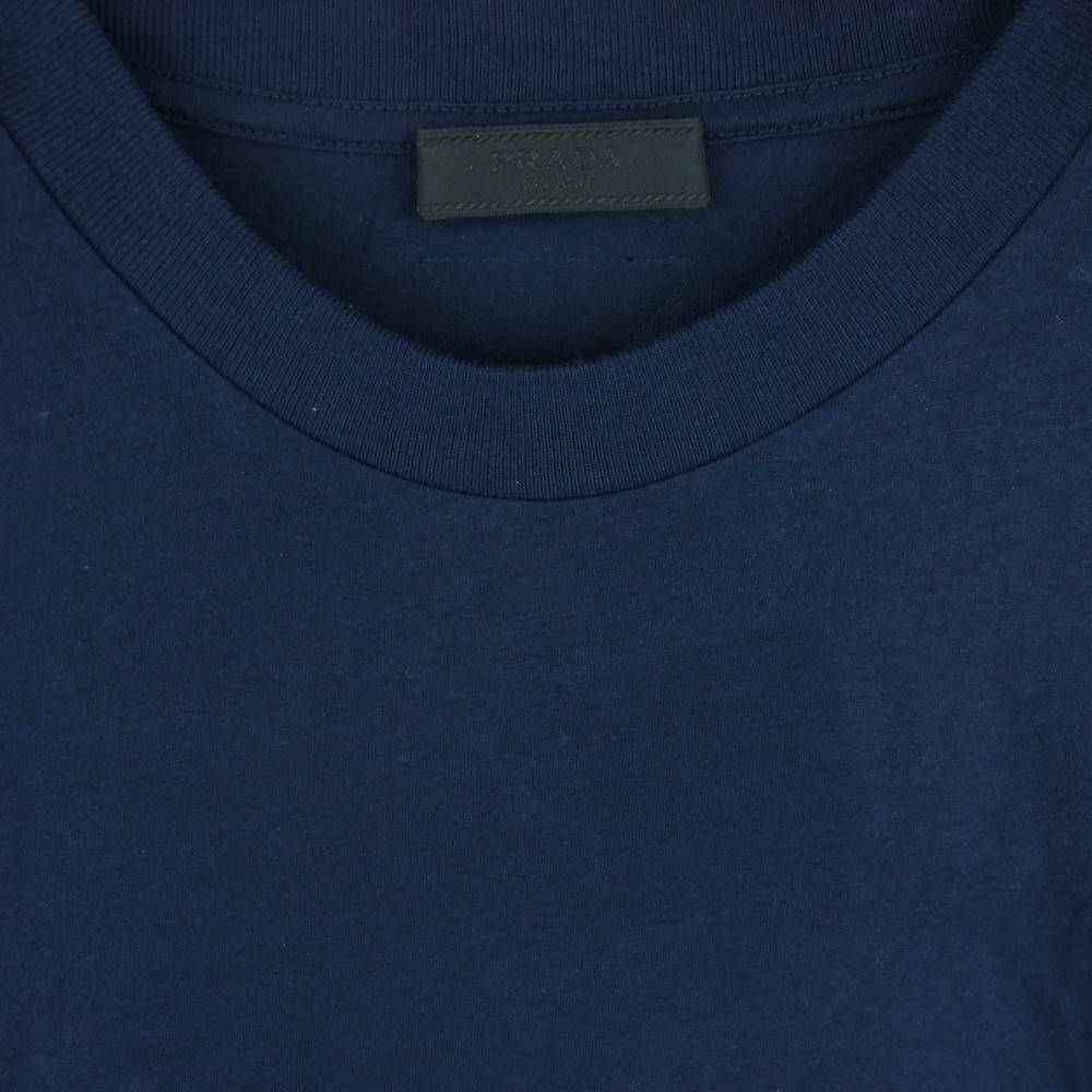 PRADA プラダ UJM492 S181 ILK 国内正規品 三角プレート パッチ クルーネック 半袖 Tシャツ カットソー ダークネイビー系 M【中古】