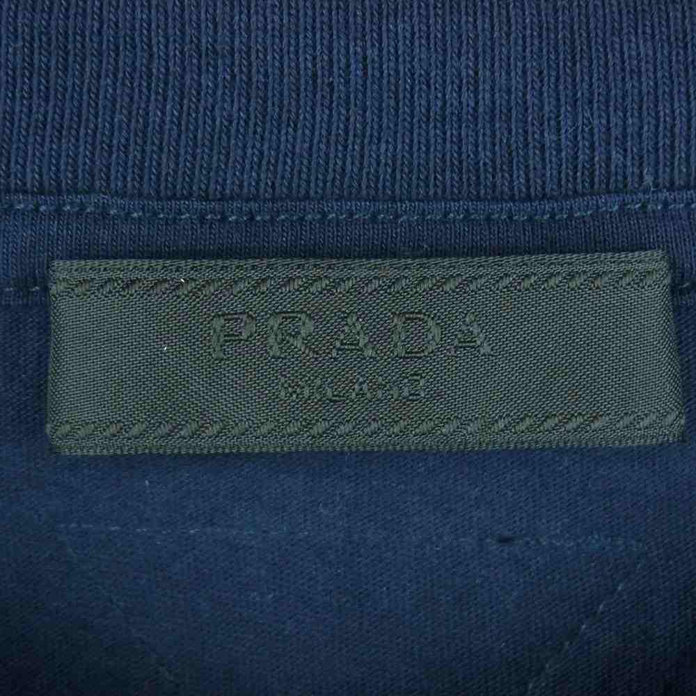 PRADA プラダ UJM492 S181 ILK 国内正規品 三角プレート パッチ クルーネック 半袖 Tシャツ カットソー ダークネイビー系 M【中古】