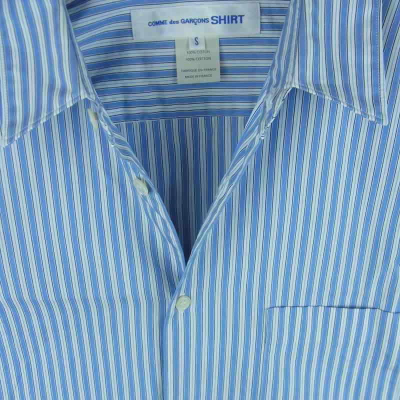 COMME des GARCONS コムデギャルソン SHIRT FOREVER フォーエバー 17SS CDGS2ST フランス製 ライン ストライプ 長袖 シャツ ライトブルー系 ホワイト系 S【中古】