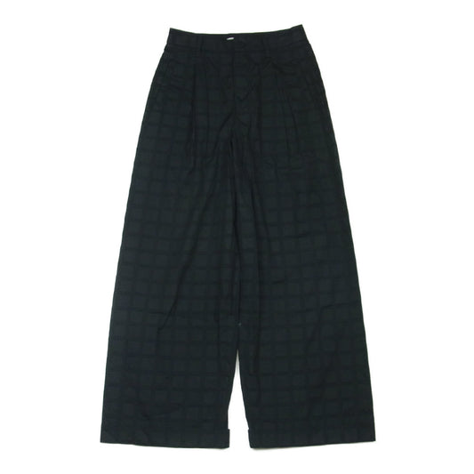 ISSEY MIYAKE イッセイミヤケ 17SS IM72FF503 チェック柄 1タック ワイド スラックス パンツ ブラック系 1【中古】