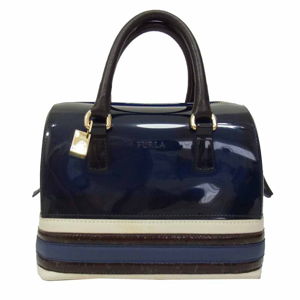 Furla フルラ CANDY キャンディ ミニ ボストンバッグ ネイビー系【中古】