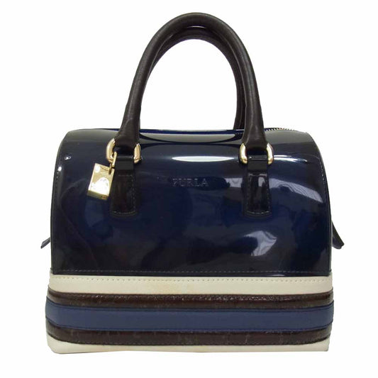Furla フルラ CANDY キャンディ ミニ ボストンバッグ ネイビー系【中古】