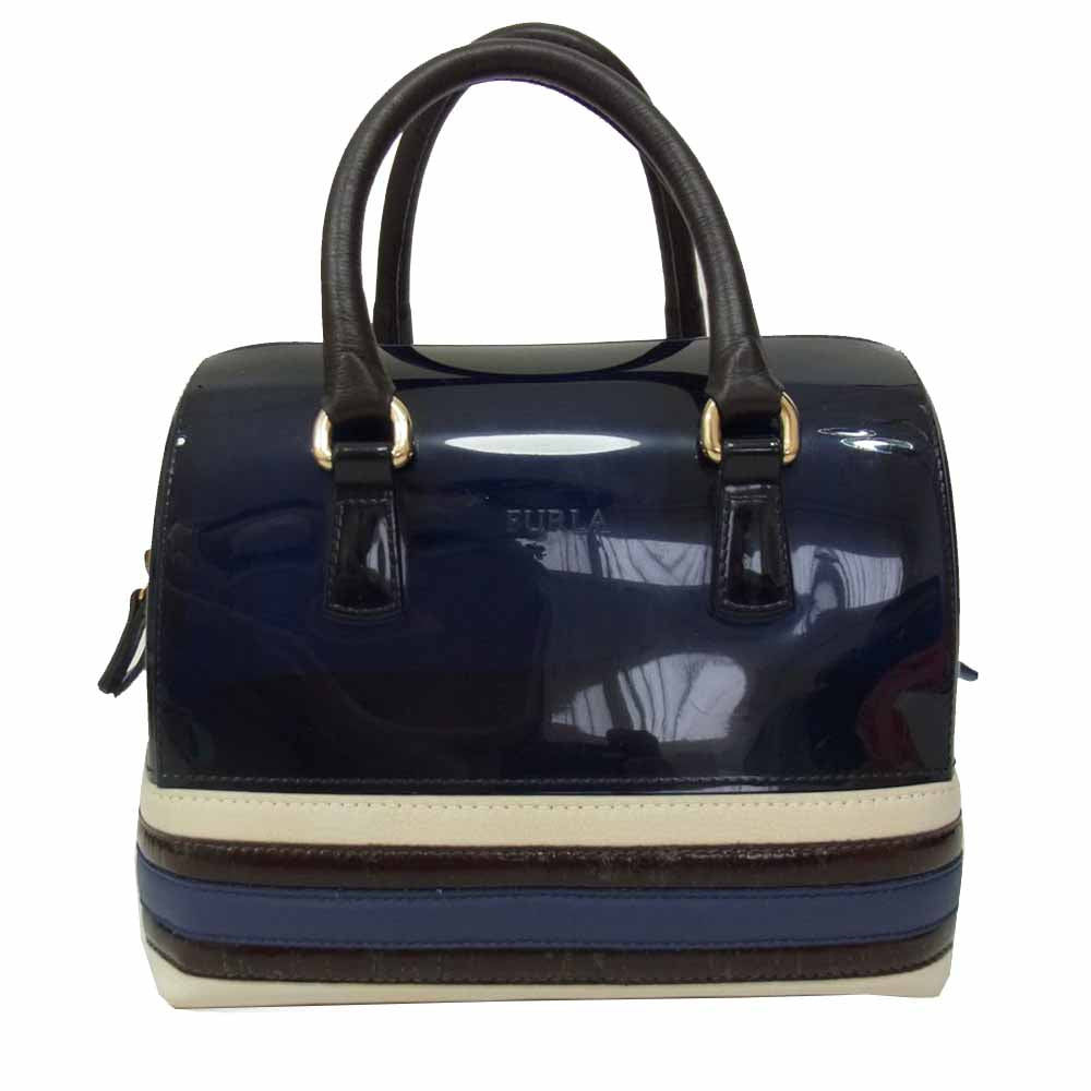 Furla フルラ CANDY キャンディ ミニ ボストンバッグ ネイビー系【中古】