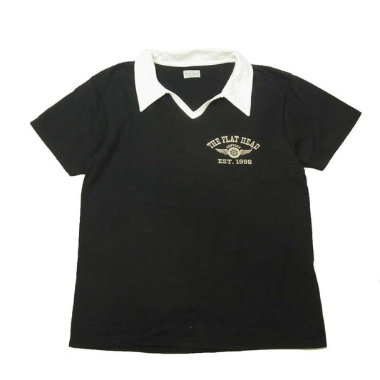 フラット ヘッド FN-TPS-001 SKIPPER POLO SHIRT スキッパー ポロシャツ ブラック系 38【中古】