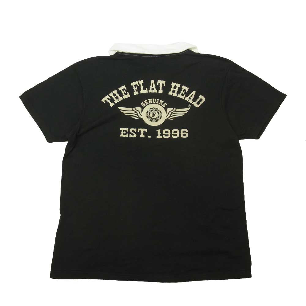 フラット ヘッド FN-TPS-001 SKIPPER POLO SHIRT スキッパー ポロシャツ ブラック系 38【中古】