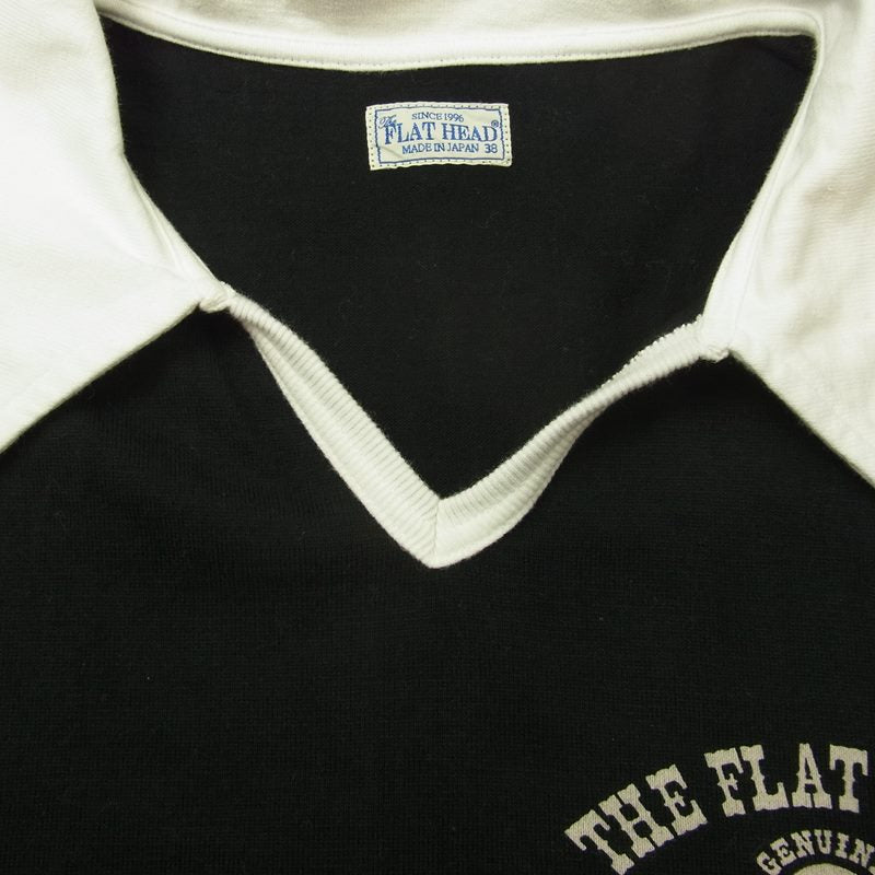フラット ヘッド FN-TPS-001 SKIPPER POLO SHIRT スキッパー ポロシャツ ブラック系 38【中古】