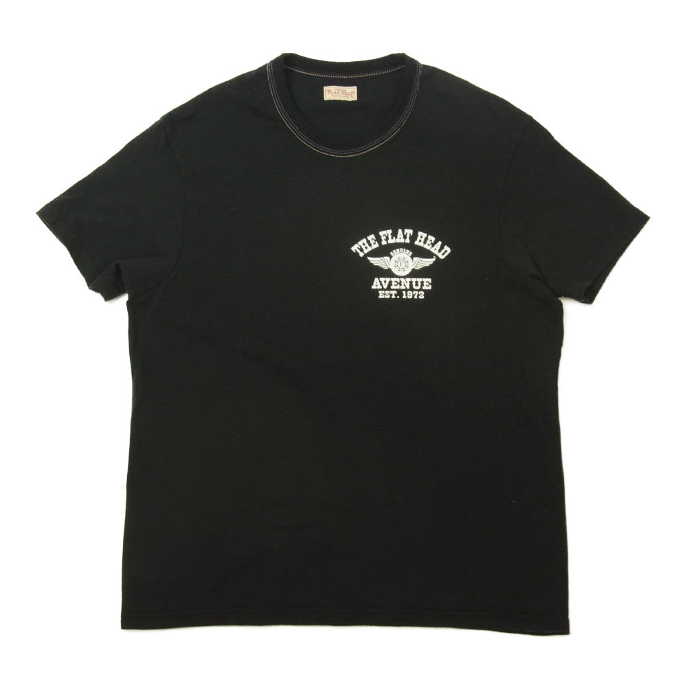 フラット ヘッド AVENUE別注 FH FLYING WHEEL S/S TEE SHITS プリント Tシャツ ブラック ブラック系 40【中古】