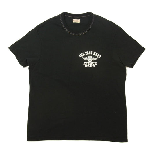 フラット ヘッド AVENUE別注 FH FLYING WHEEL S/S TEE SHITS プリント Tシャツ ブラック ブラック系 40【中古】