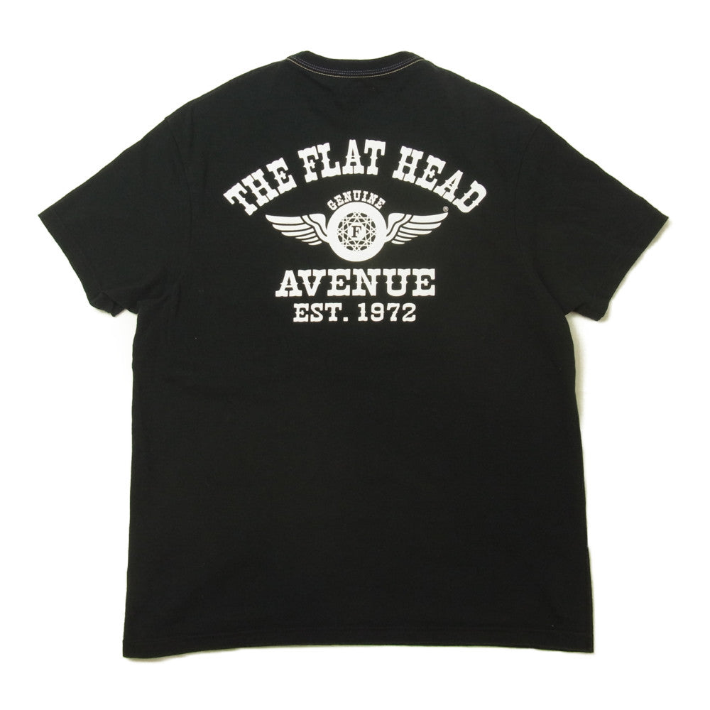 フラット ヘッド AVENUE別注 FH FLYING WHEEL S/S TEE SHITS プリント Tシャツ ブラック ブラック系 40【中古】