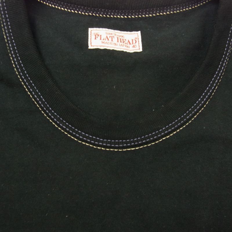 フラット ヘッド AVENUE別注 FH FLYING WHEEL S/S TEE SHITS プリント Tシャツ ブラック ブラック系 40【中古】