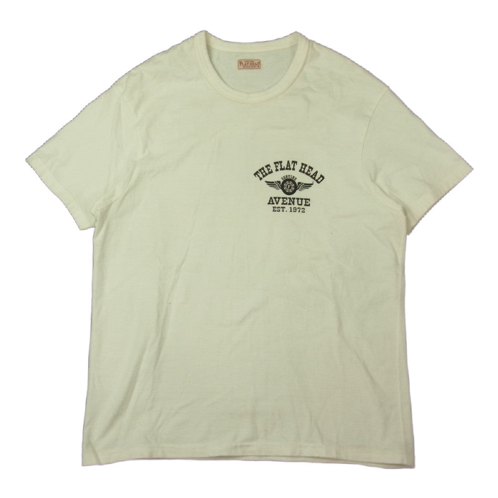 フラット ヘッド AVENUE別注 FH FLYING WHEEL S/S TEE SHITS プリント Tシャツ ホワイト ホワイト系 40【中古】